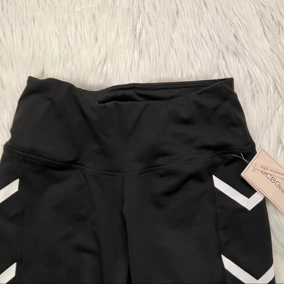 BCBGeneration High-Waisted Bike Shorts Black White - Picture 9 of 9